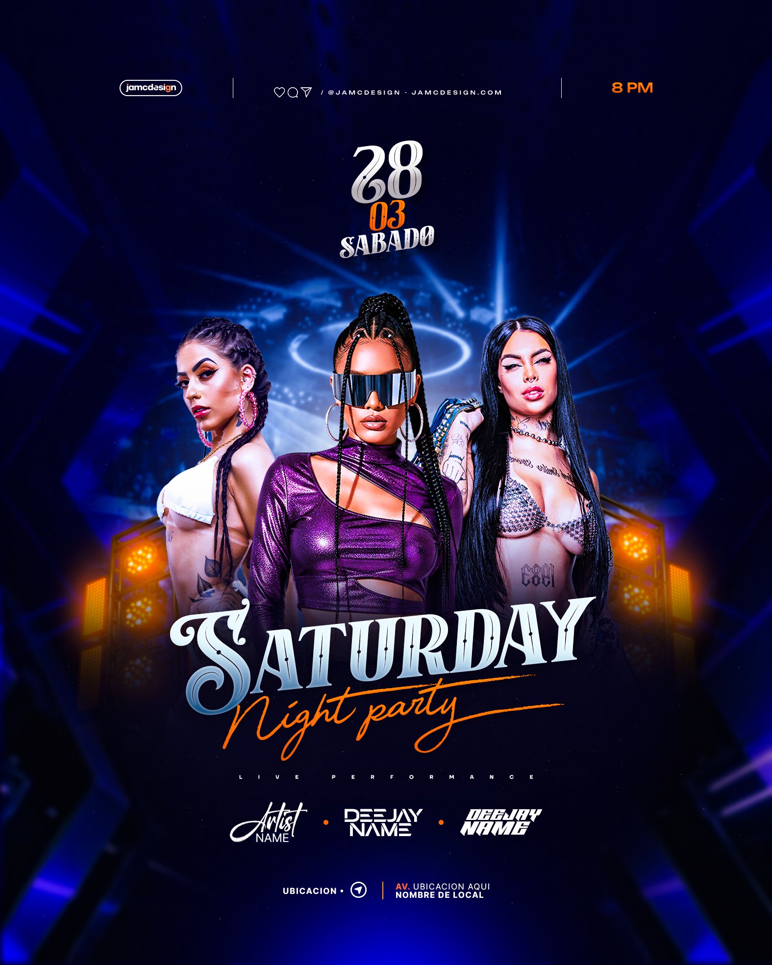 Saturday Night Party Flyer Template PSD Editable