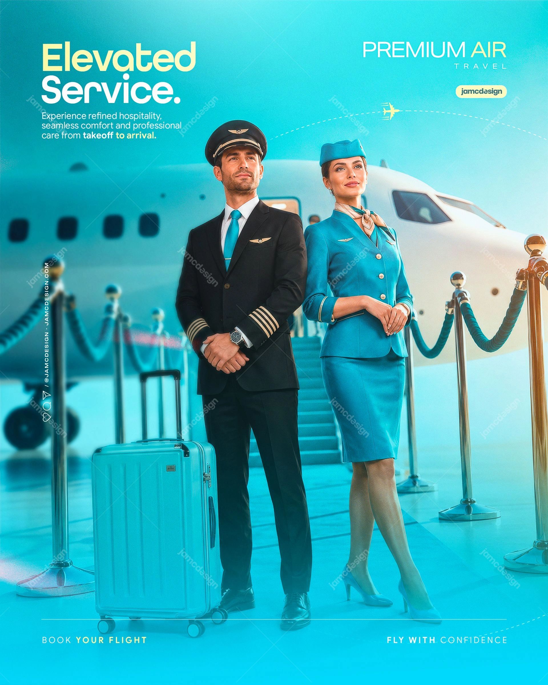 Travel Agency Social Media Flyer Template PSD Editable. Editable PSD template for a luxury travel social media flyer