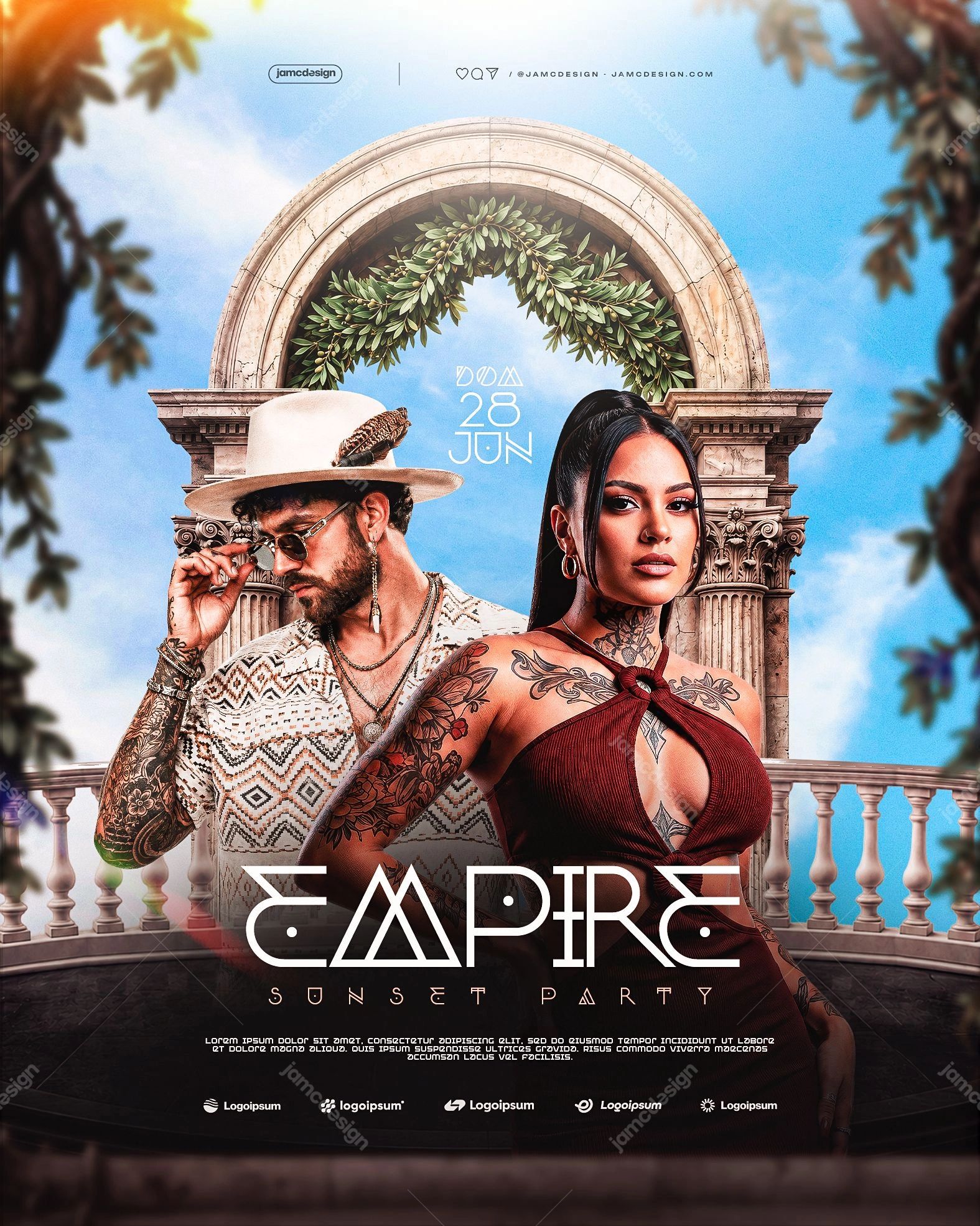 Empire Sunset Party Flyer Template PSD Editable