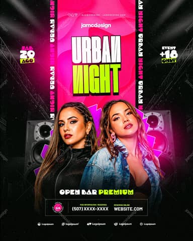 Design Noite Urbana Modelo de Flyer PSD Editável