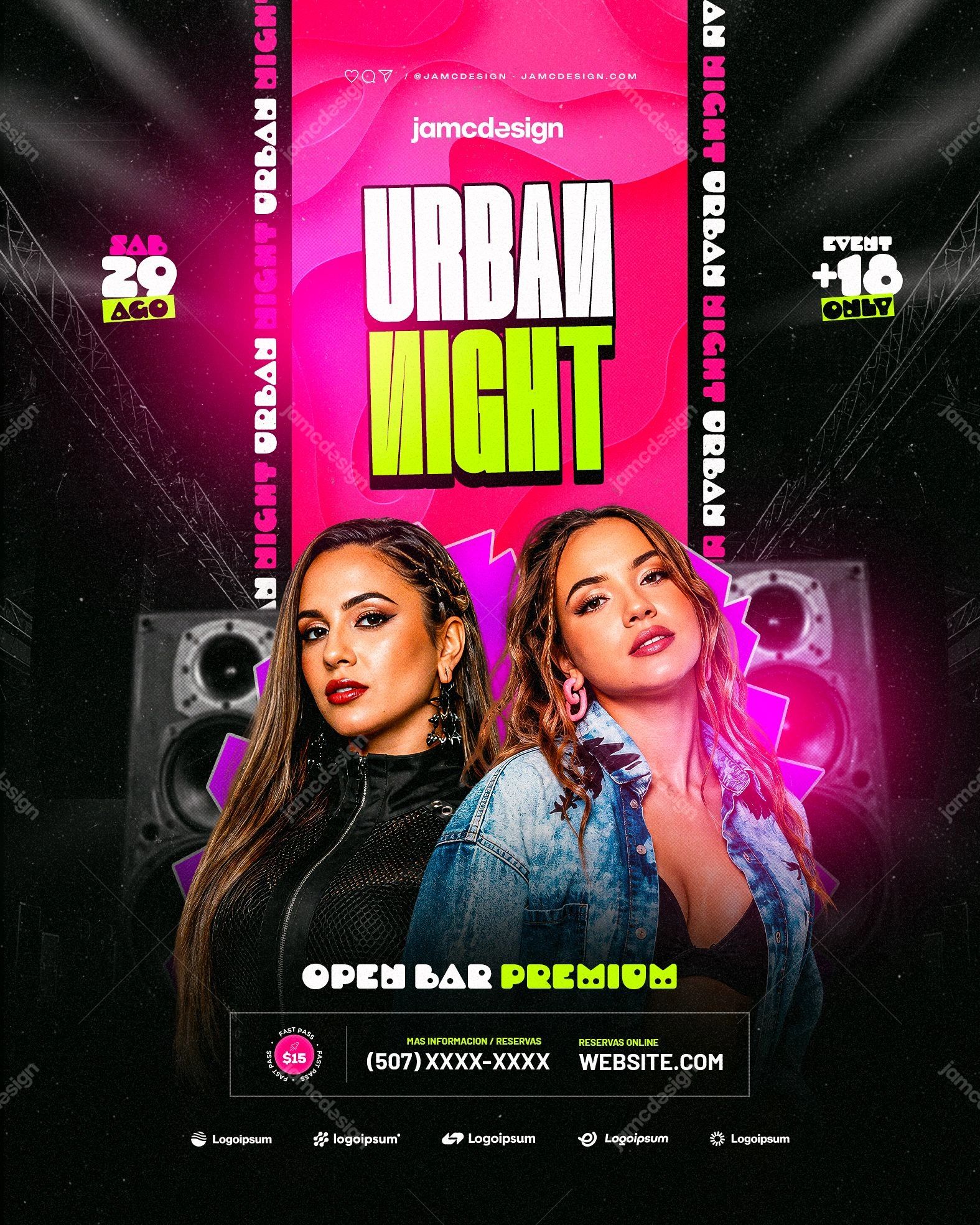 Urban Night Design Flyer Template PSD Editable