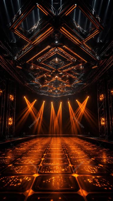 Fundo de Palco de Clube Futurista Néon Laranja