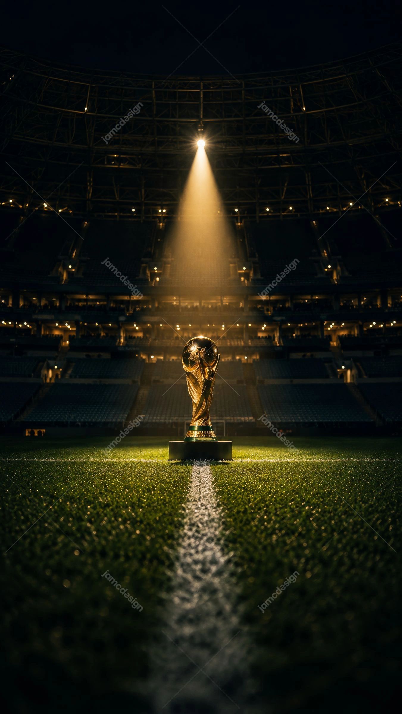 World Cup Trophy Stadium Spotlight Background