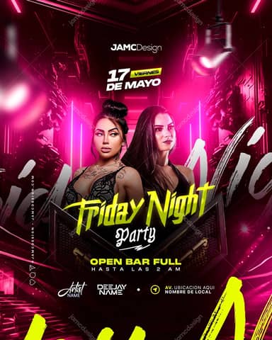 Modelo de Flyer Sexta-Feira À Noite PSD Editável