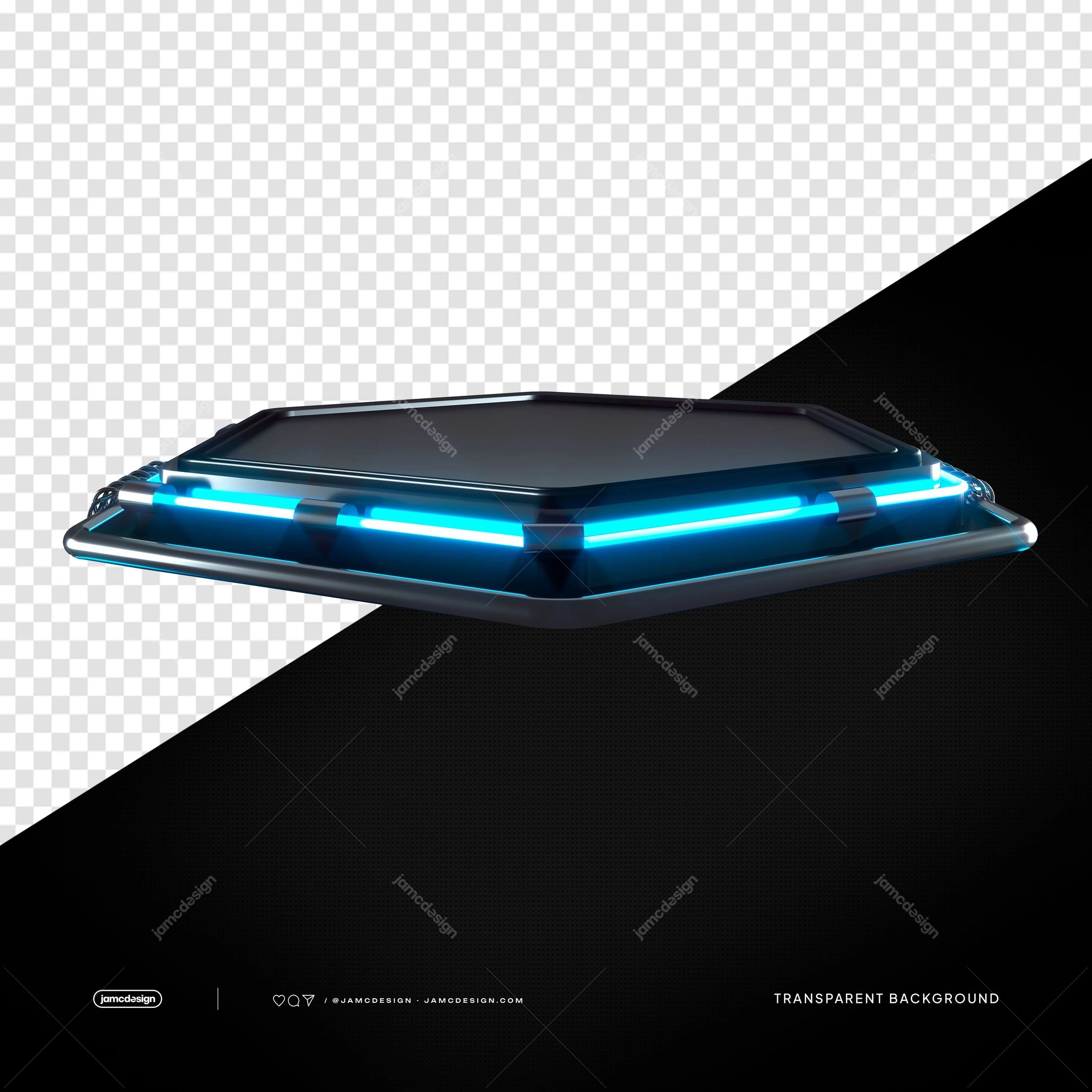 Futuristic Blue Neon Platform PNG Transparent Background