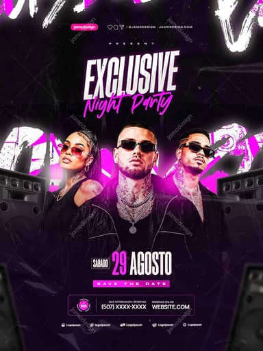 Modèle de Flyer de Nuit Exclusive PSD Modifiable