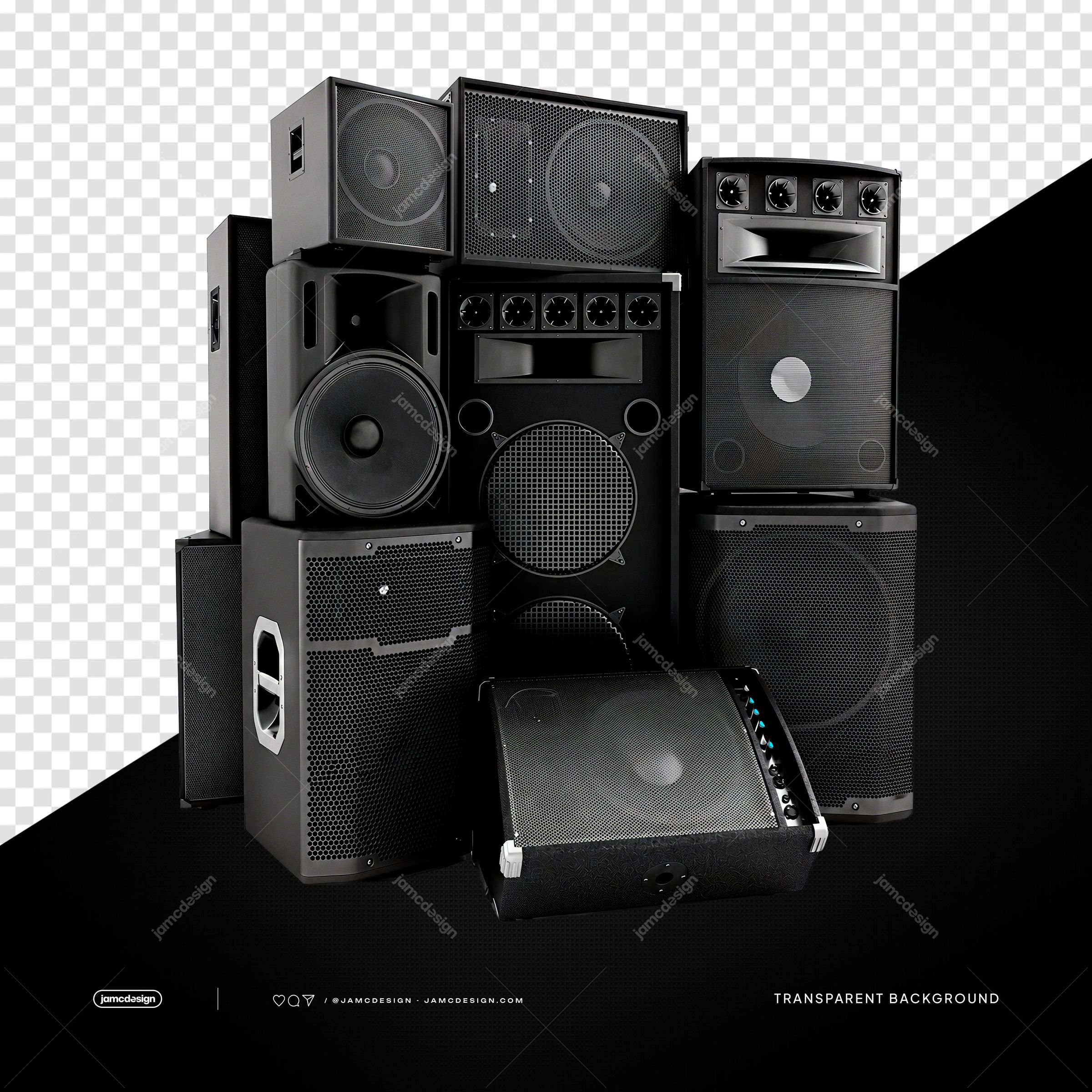 Professional DJ Speaker Stack Transparent Background