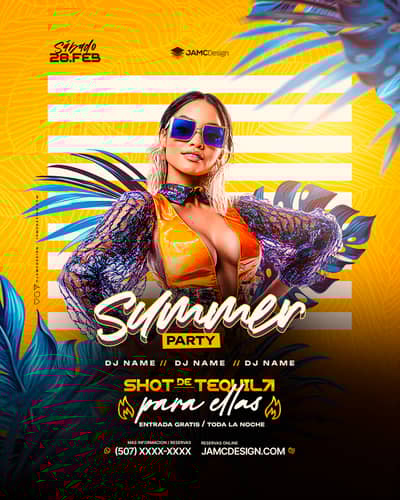Summer Party Flyer Template PSD