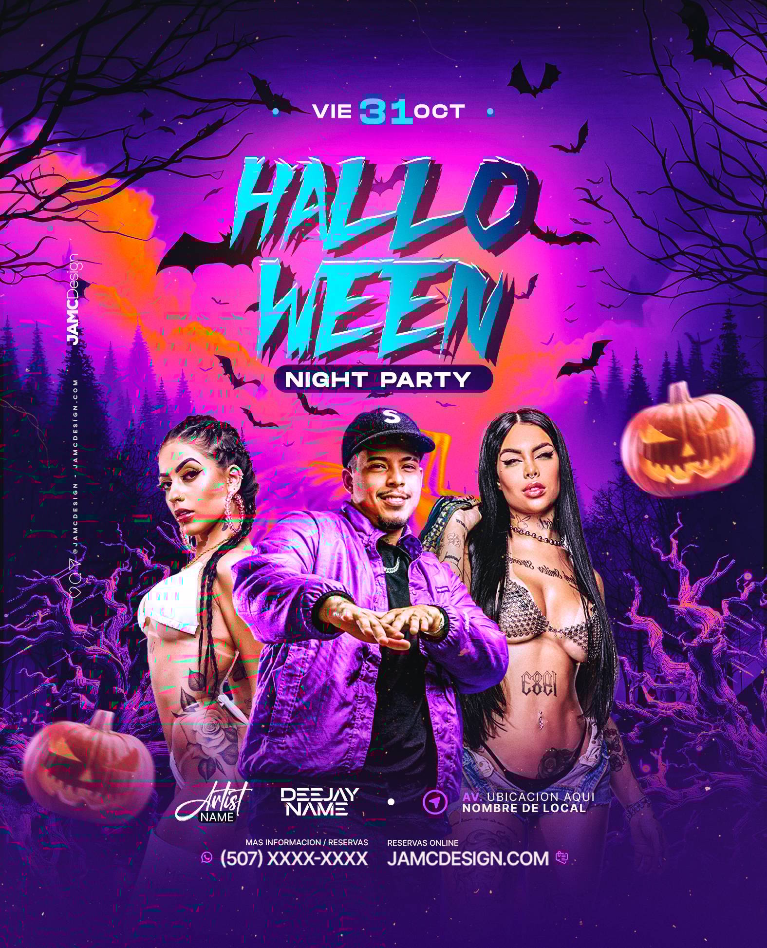 Halloween Night Party Flyer Template PSD