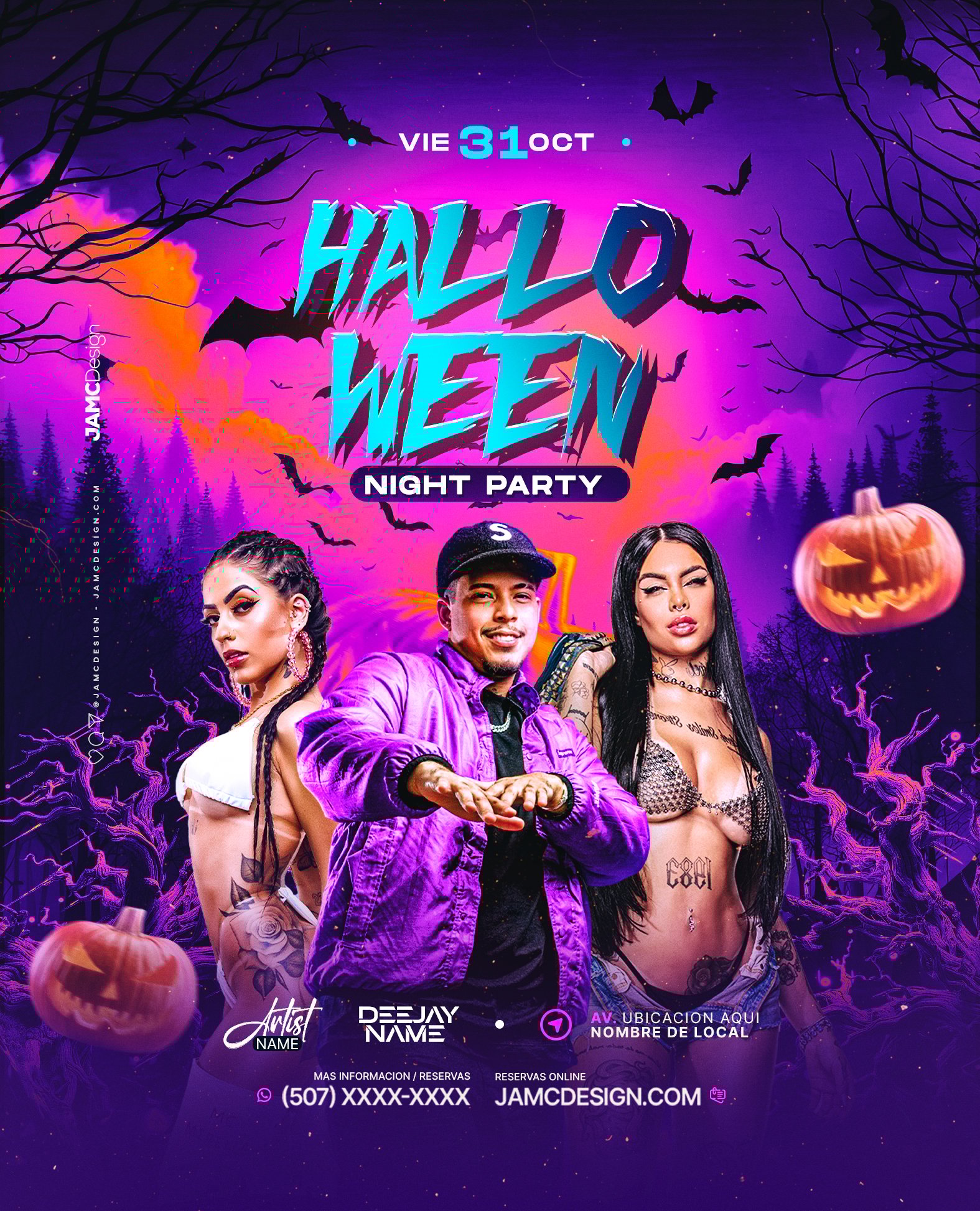 Halloween Night Party Flyer Template PSD