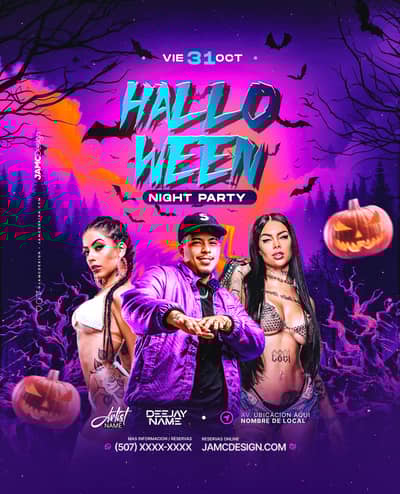 Halloween Night Party Flyer Template PSD
