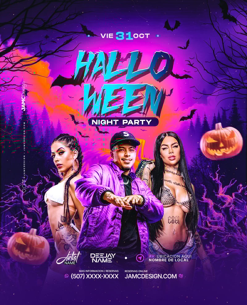 Halloween Night Party Flyer Template PSD