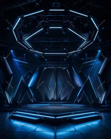 Fundo de Palco de Tecnologia Moderna com Luzes Azuis Neon