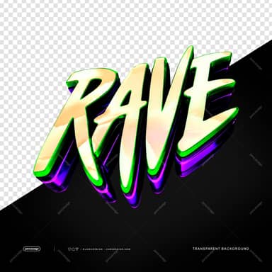 3D Neon Rave Party Neon Glow Lettering Text Effect PNG