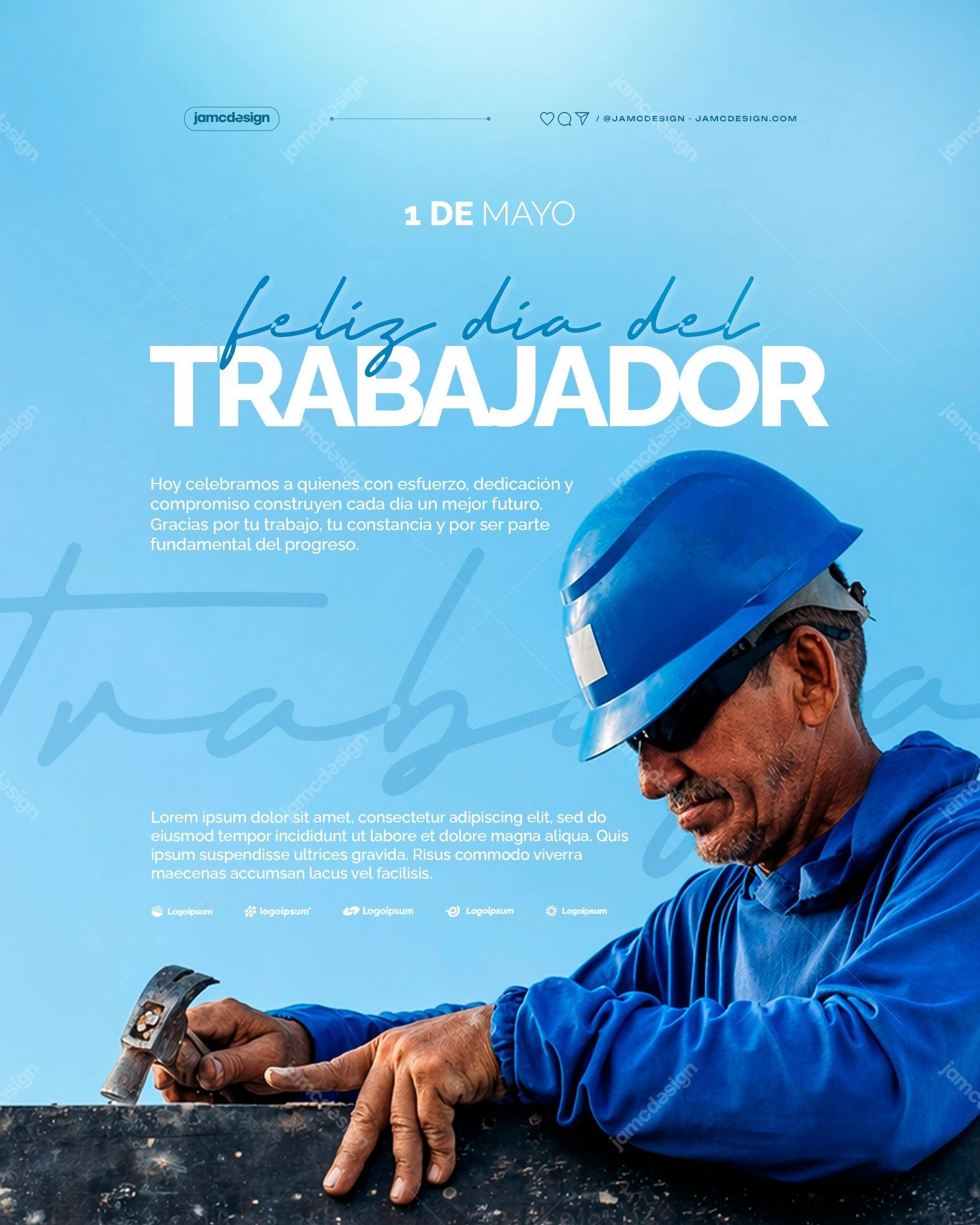 Dia Del Trabajador Flyer Template PSD Editable