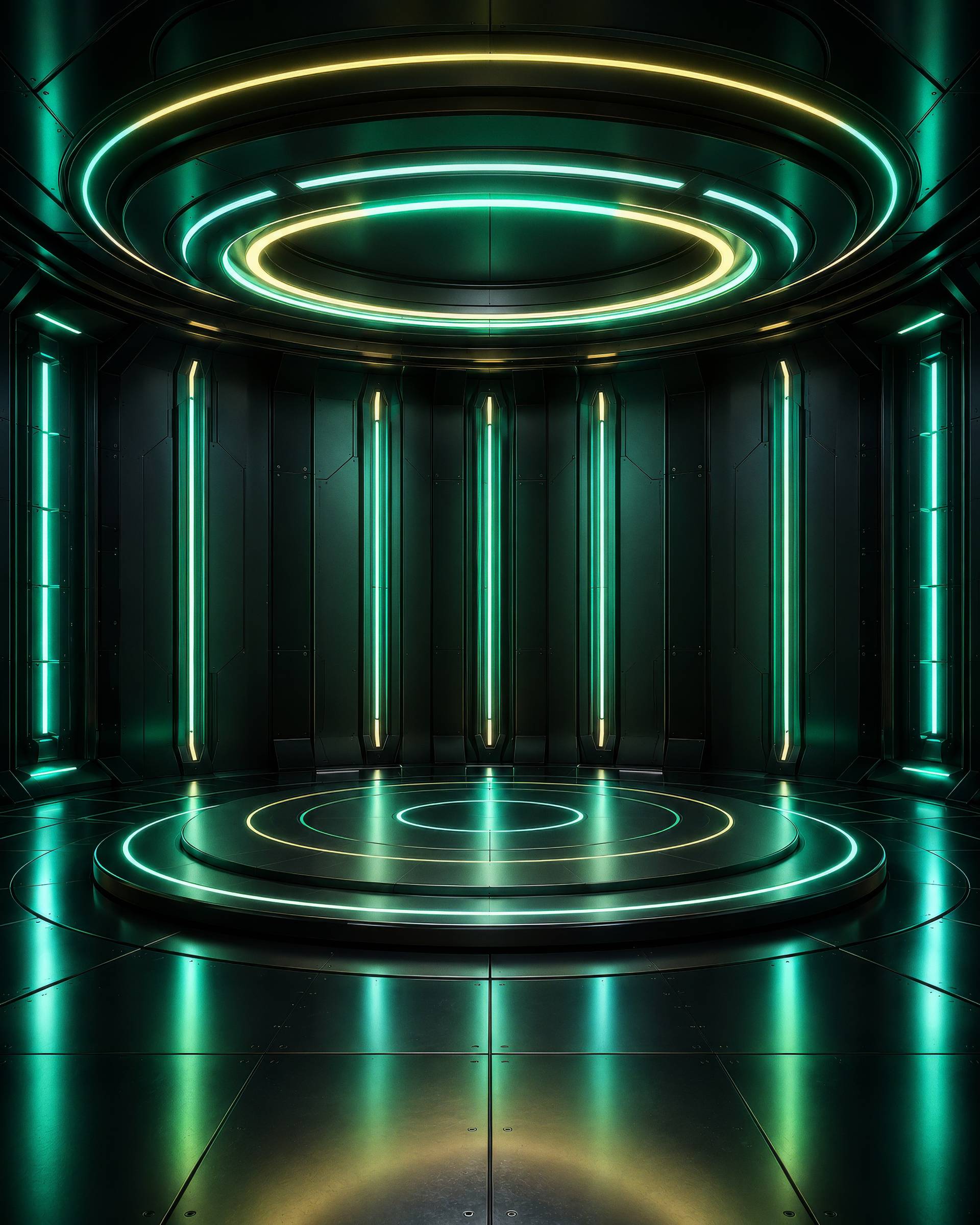 Emerald Green Teal Sci Fi Circular Stage Background