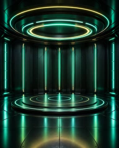 Emerald Green Teal Sci Fi Circular Stage Background