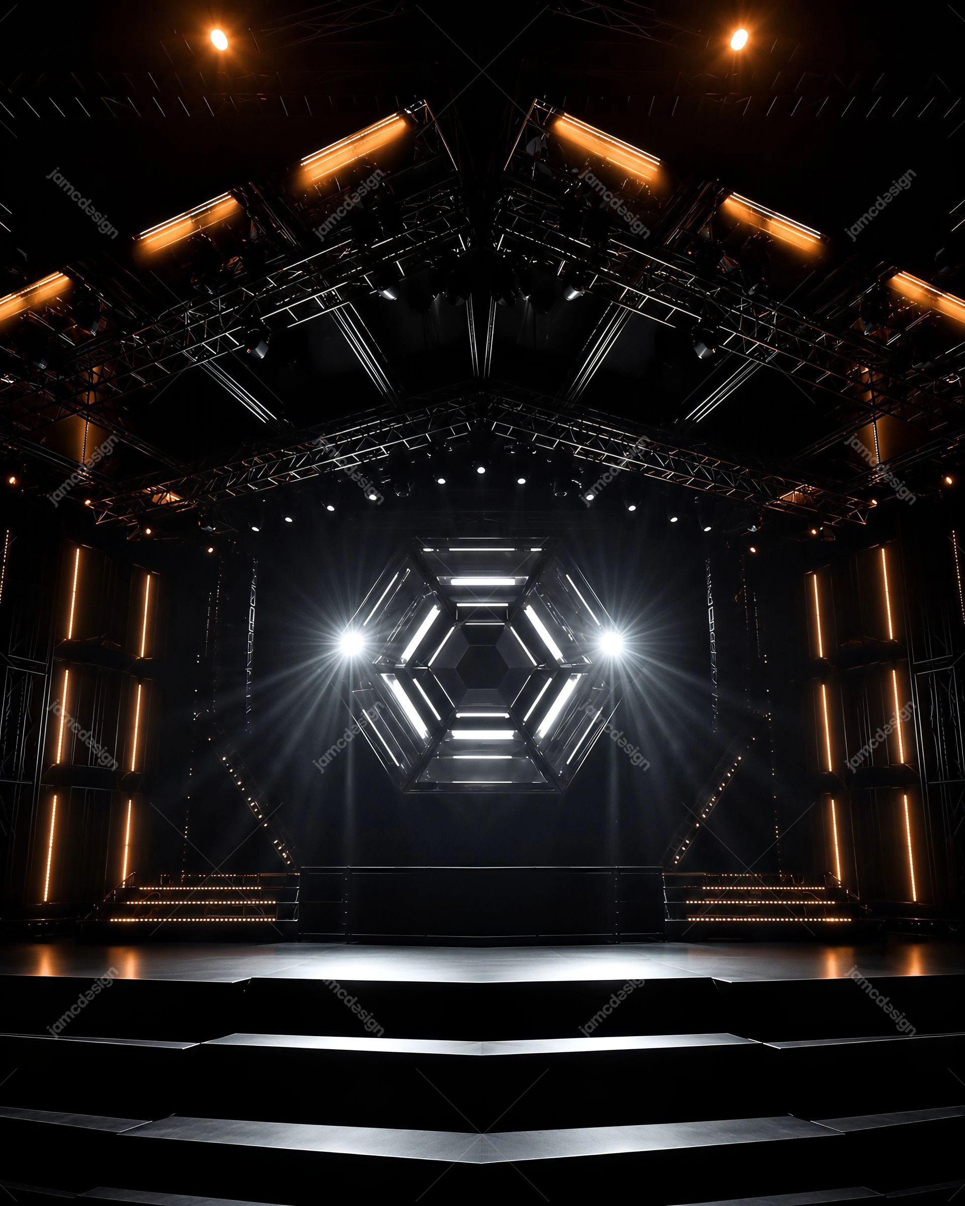 Dark Techno Stage Lights Background