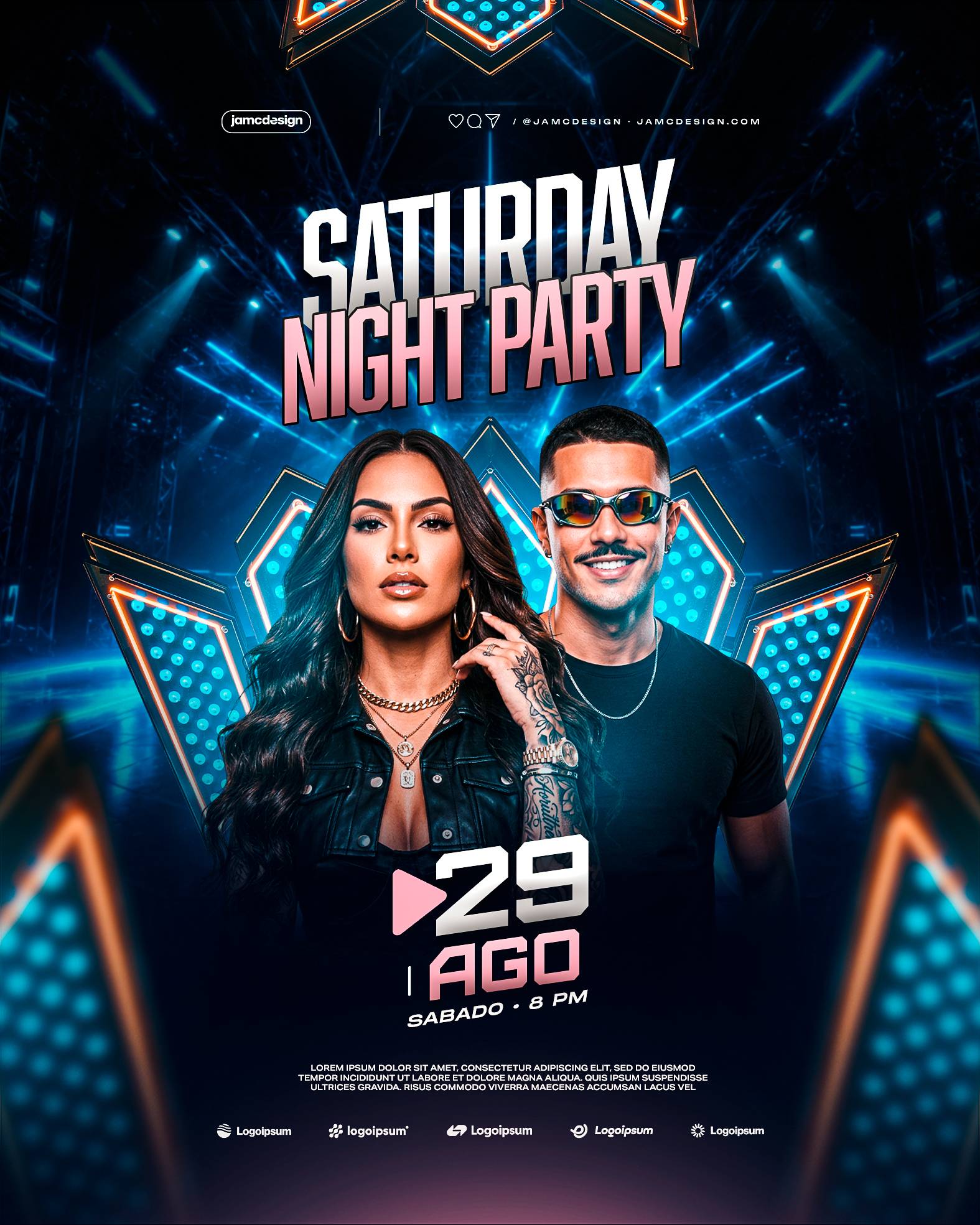 Saturday Night Party Design Flyer Template PSD Editable