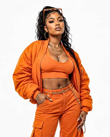 Orange Streetwear Female Artist Portrait