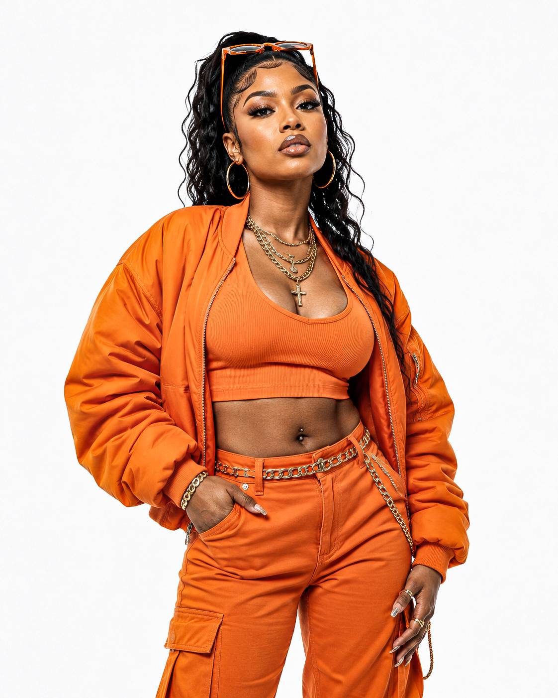 Orange Streetwear Female Artist Portrait