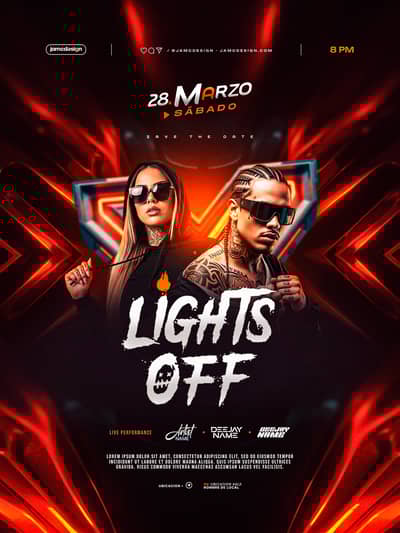 Lights Off Party Flyer Template PSD Editable