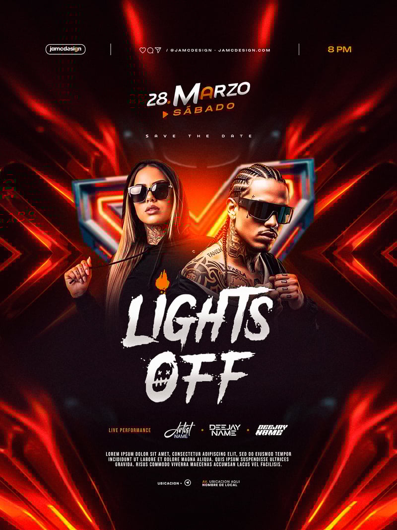 Lights Off Party Flyer Template PSD Editable