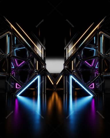 Fundo Corredor Geométrico Neon Futurista