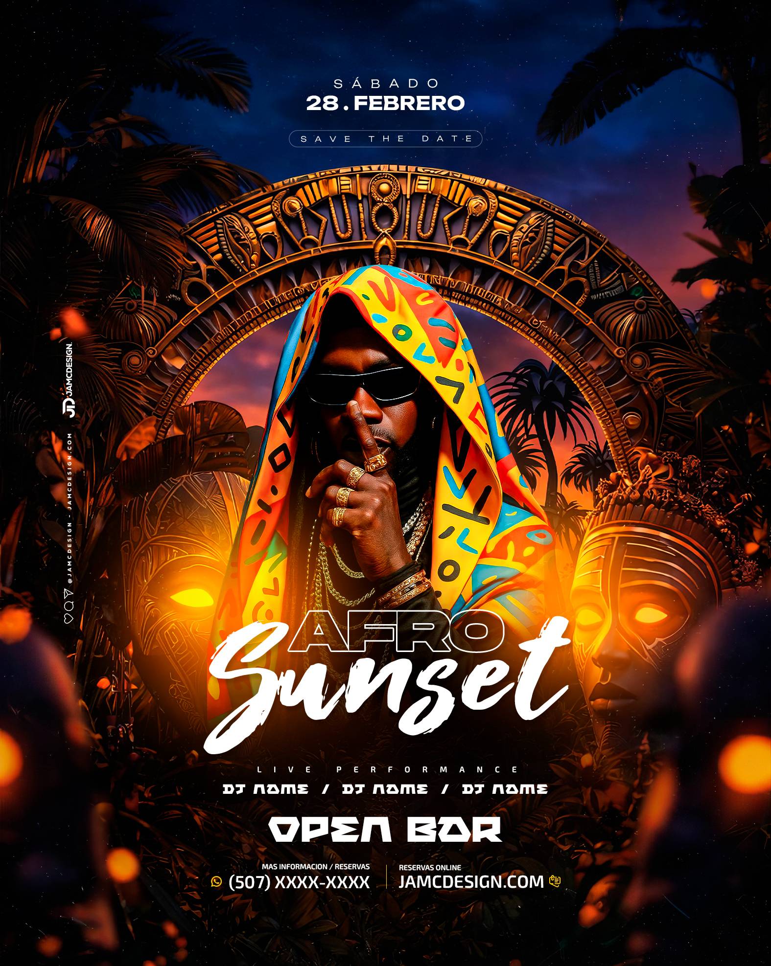 Afro Sunset Flyer Template PSD