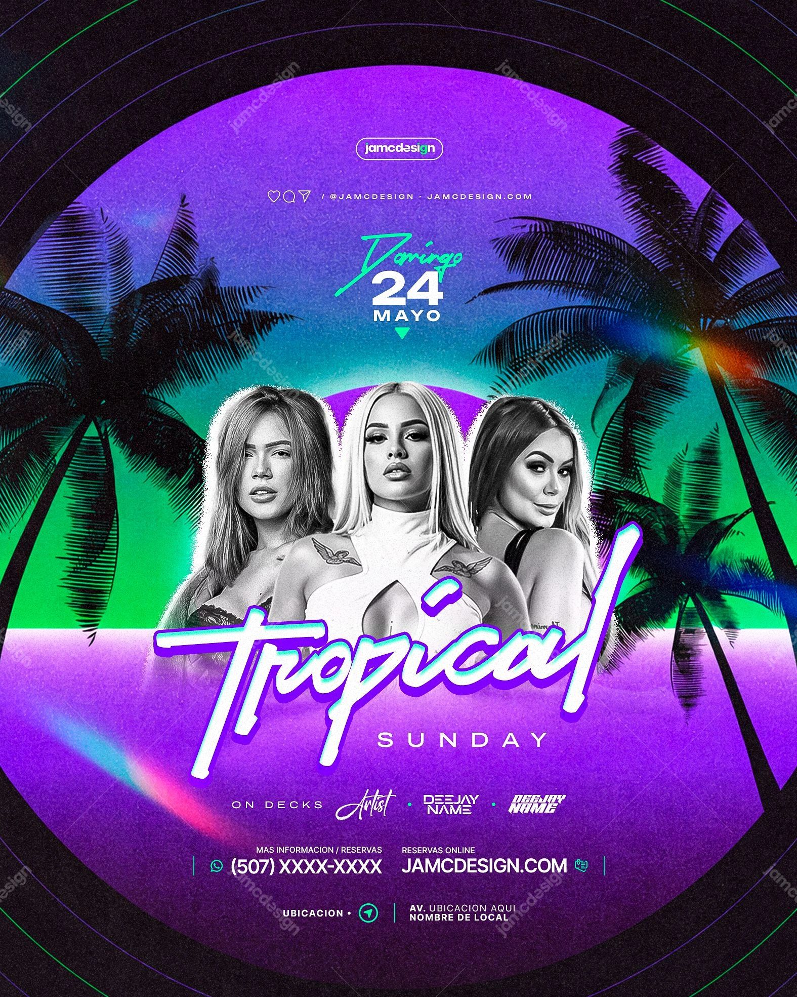 Tropical Sunday Flyer Template PSD Editable
