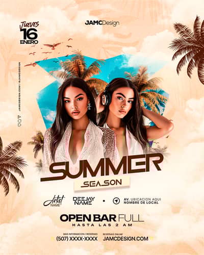 Summer Party Flyer Template PSD