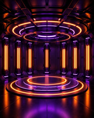 Futuristic Purple Orange Neon Sci Fi Stage Background