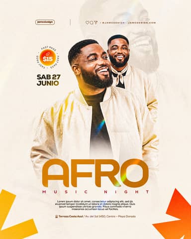 Afro Music Night Flyer Template PSD Editable