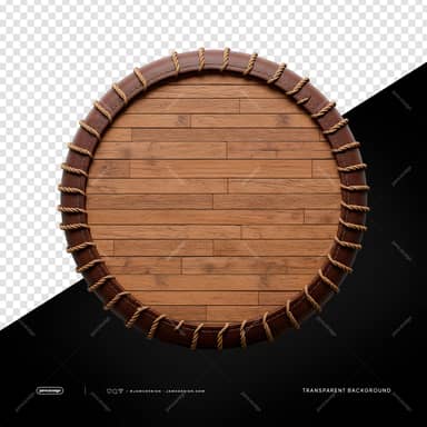 Light Wood Round Board With Rope Trim Dark Rope PNG Transparent