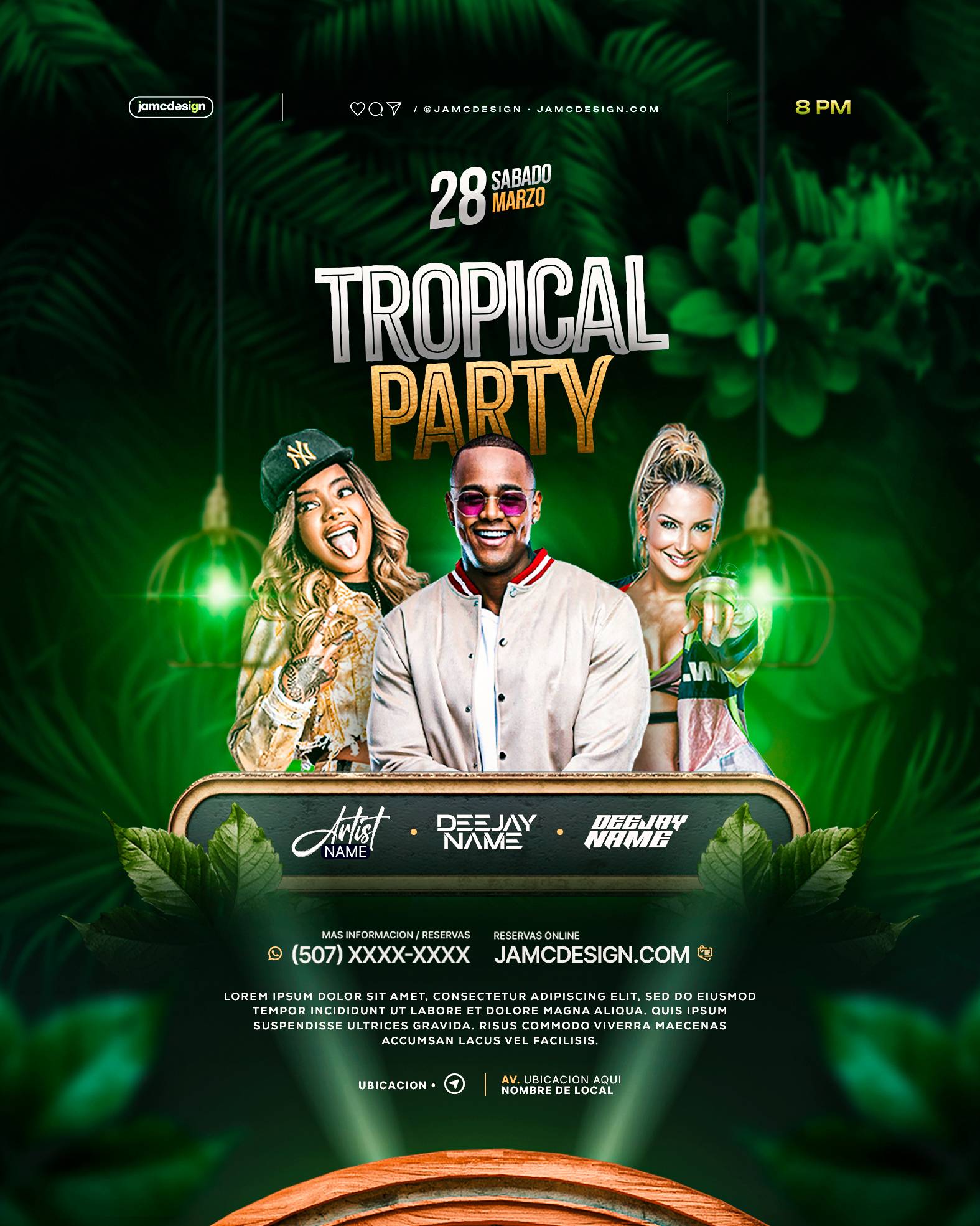 Tropical Party Flyer Template PSD Editable