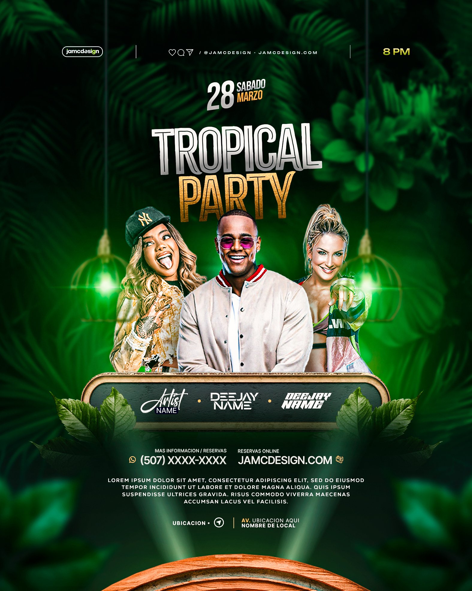 Tropical Party Flyer Template PSD Editable