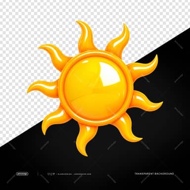 3D Golden Sun Symbol PNG Transparent Background