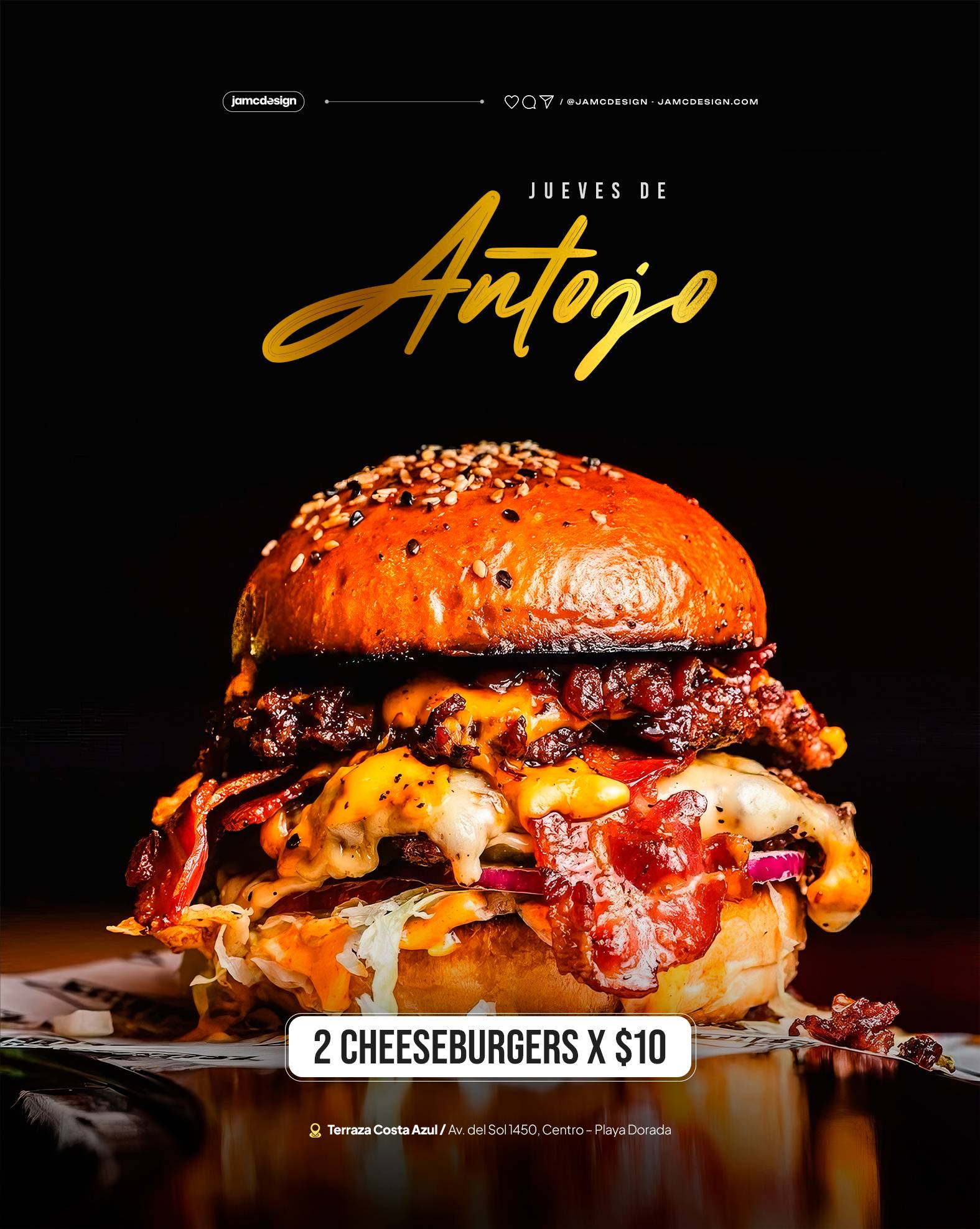 Bacon Burger Promo Flyer Template PSD Editable