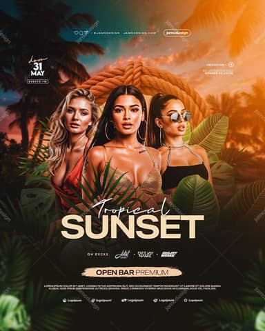 Modèle de Flyer Tropical Sunset PSD Éditable