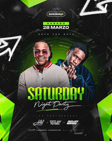 Modelo de Flyer Festa de Sábado Noturno PSD Editável