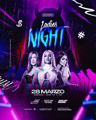 Ladies Night Flyer Template PSD Editable