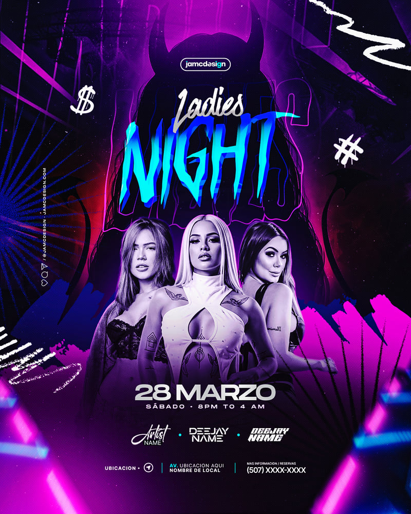 Ladies Night Flyer Template PSD Editable