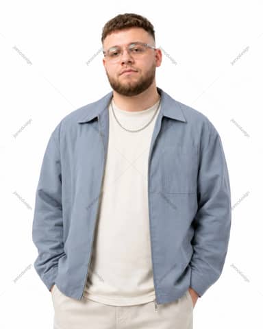 Male Artist Blue Jacket Studio Bearded Casual Figure Portrait JPG
