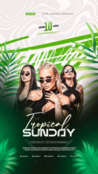 Stories Tropical Sunday Event Flyer Template PSD Editable