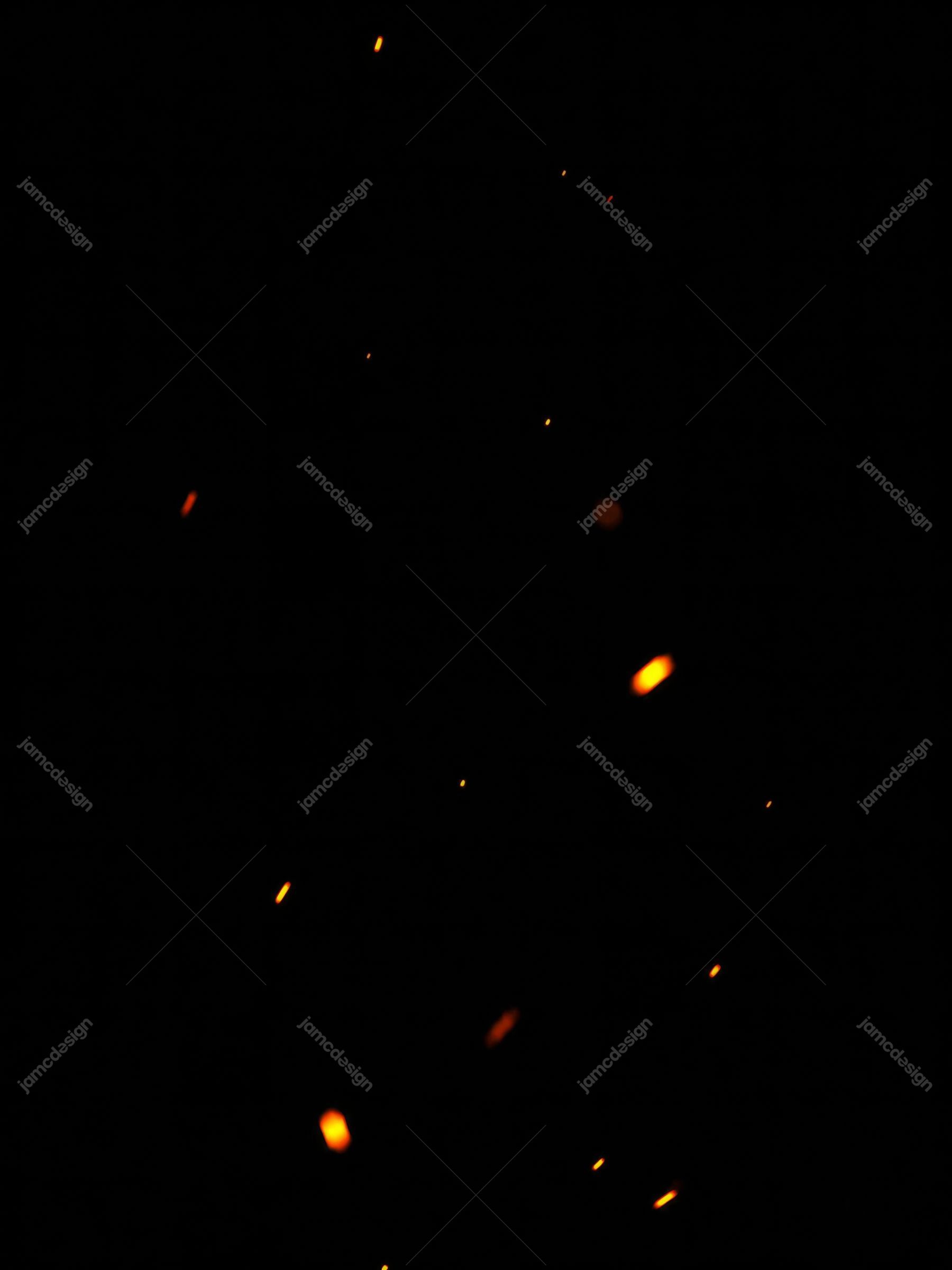 Burning Ember Fountain On Black Orange Ember Sparks Background Texture. JPG texture showing scattered orange fire embers and tiny sparks floating across