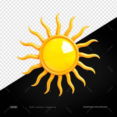 3D Wavy Rays Sun Icon PNG Transparent Background