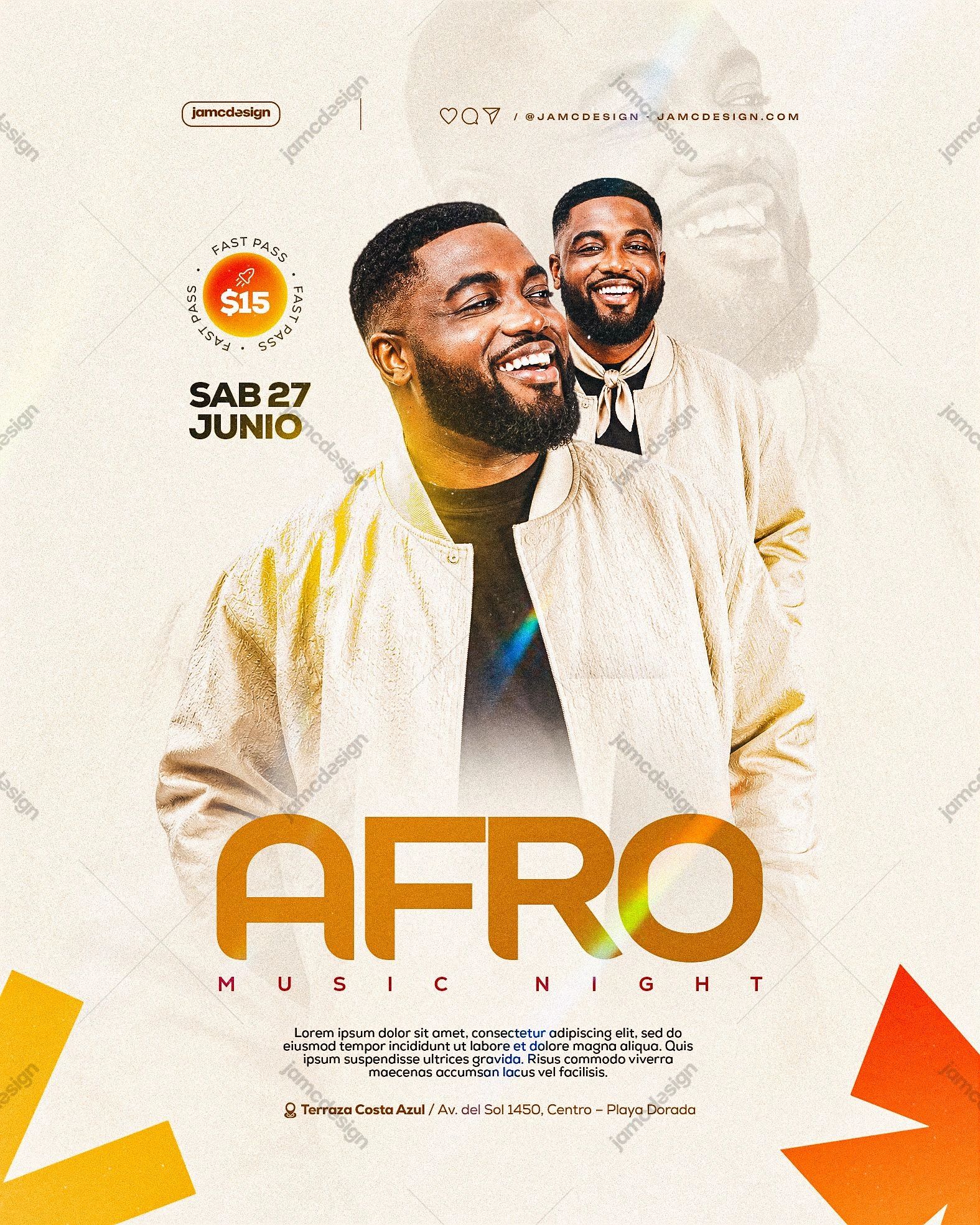 Afro Music Night Flyer Template PSD Editable