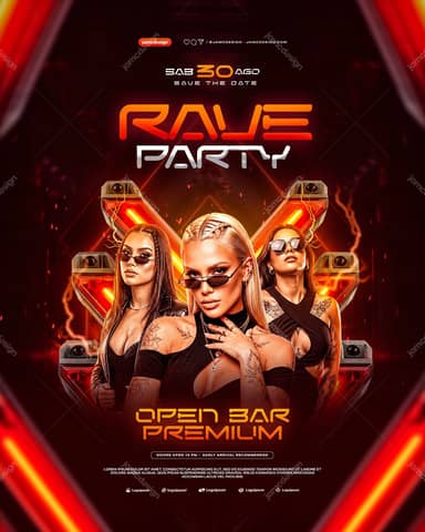 Electro Party Event Flyer Template PSD Editable