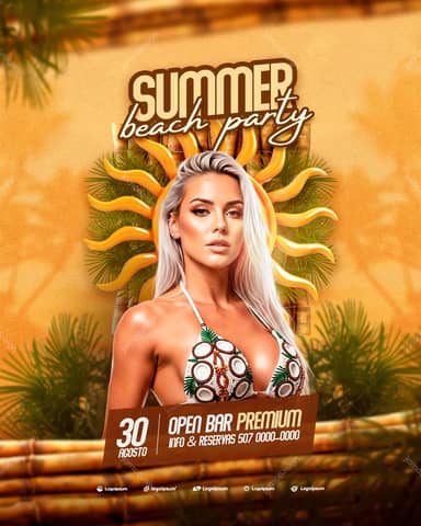 Summer Beach Event Social Media Flyer Template PSD Editable