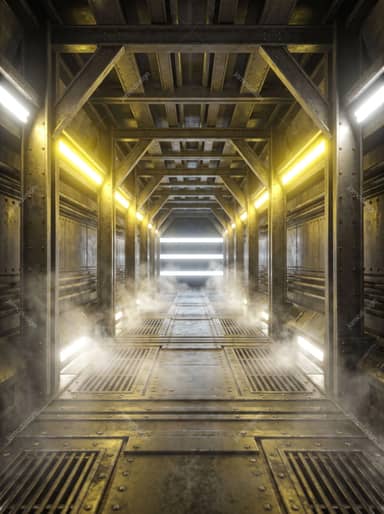 Fundo de Corredor de Hangar de Aço Futurista